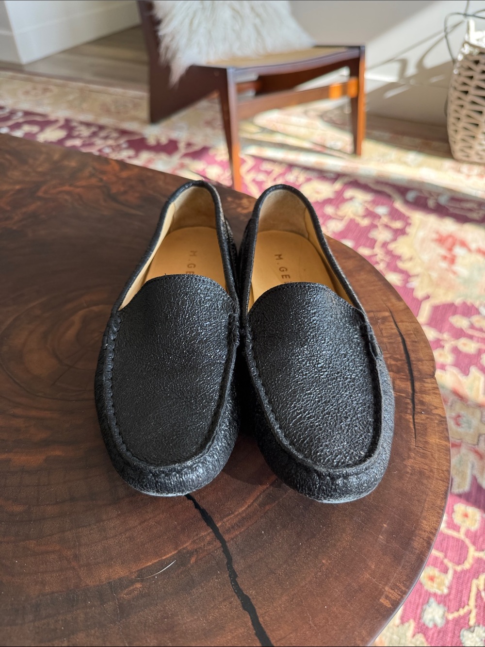 Women’s M. GEMI Black Leather Slip-On Driving Loafers